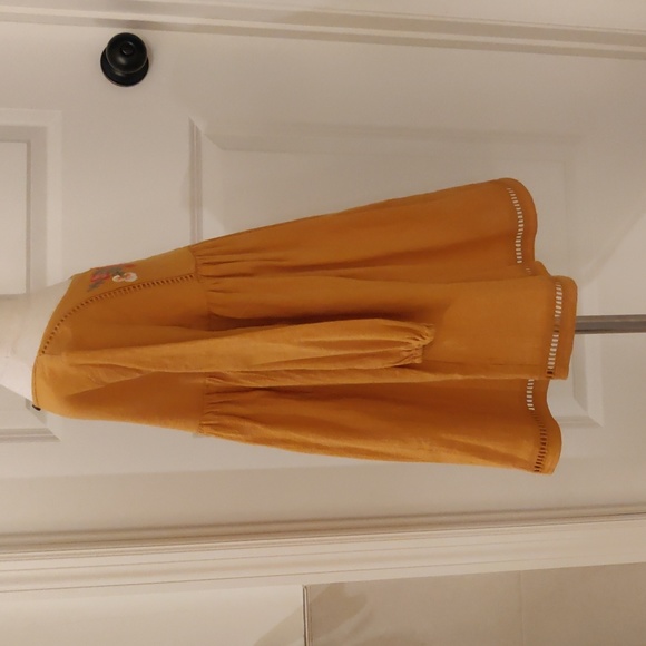 Art class 4T mustard/cider girls broidered long sleeves linen dress - Picture 4 of 8